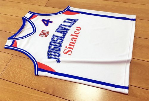 Dejan Bodiroga 4 Team Jugoslavija Yugoslavia Retro Basketball Jersey White